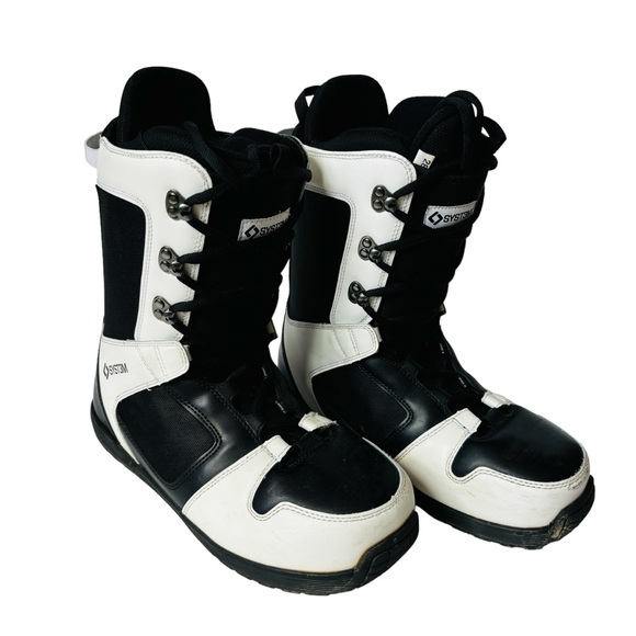 System Other - System APX Men's Snowboard Snow Slope Boots Size 10 US Black/White Lace Up